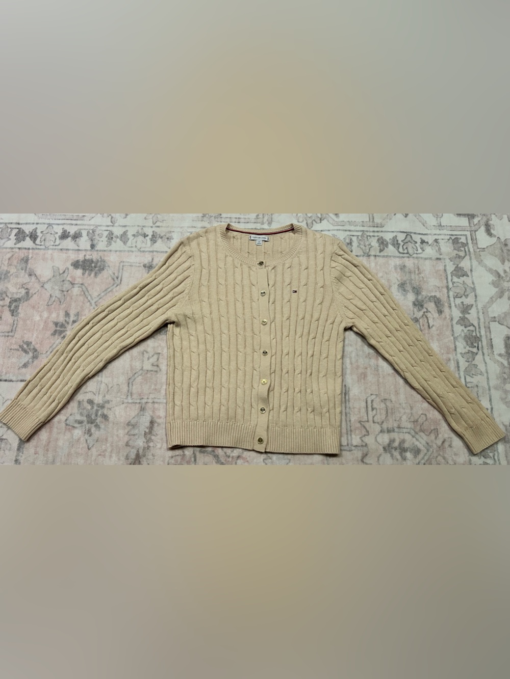 Tommy Hilfiger “beige heather” Cable Knit Button Cardigan - Women's